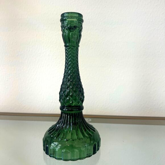 Cupcakes & Cashmere Glass Taper Candle Holder 9in Emerald Green Holiday NEW - Picture 6 of 12